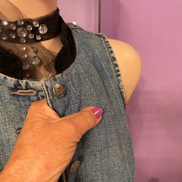 Denim and Velvet Vintage vest- hip and super cool and super sexy! - Picture 10 of 11